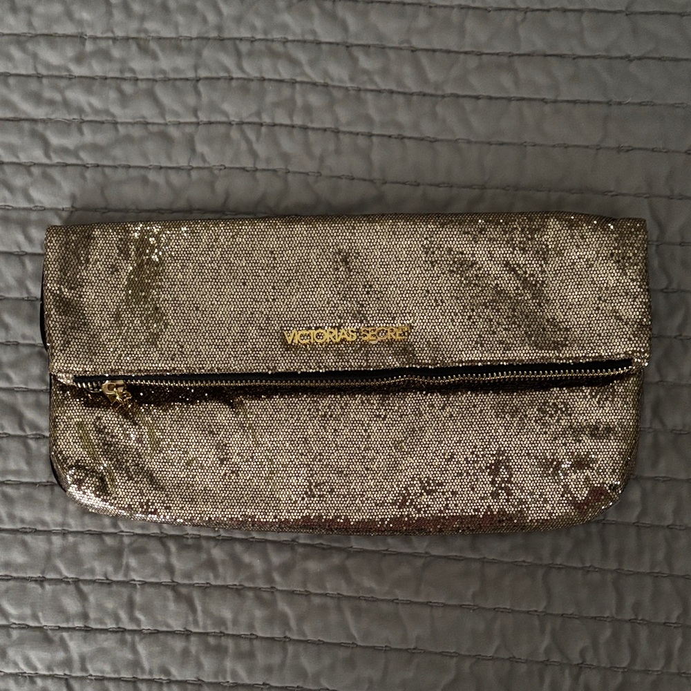 Victoria's Secret Sparkling Gold Clutch Never used